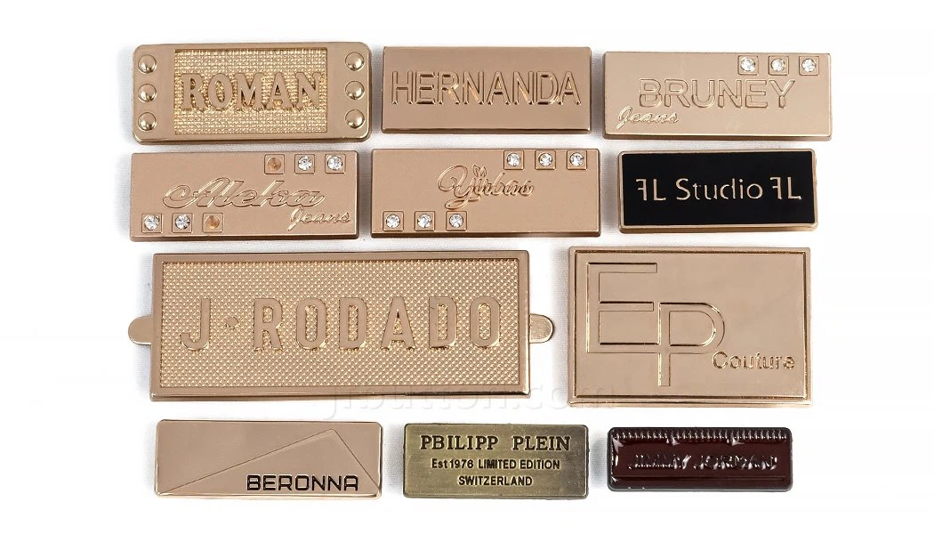 custom metal logo labels for handbags