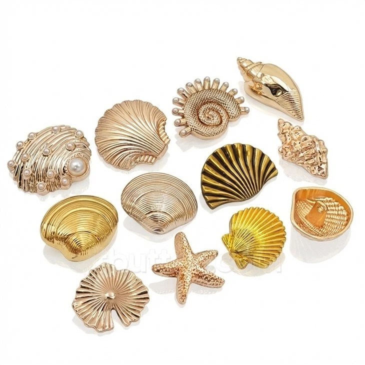 Ocean Theme Gold Shank Buttons